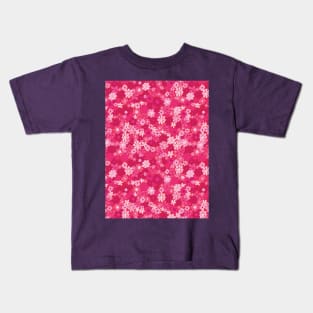 RETRO FLORAL PATTERN 70S  GROOVY PASTEL PINK HOT PINK FLOWER MARKET SCANDINAVIAN MEADOW MIDSOMMAR Kids T-Shirt